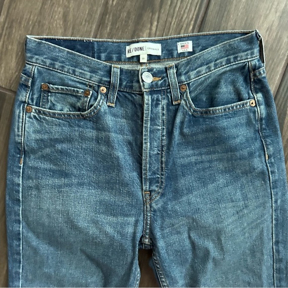 RE/DONE High Rise Ankle Crop Jeans in Medium Vintage Wash Sz 27 - Picture 5 of 10